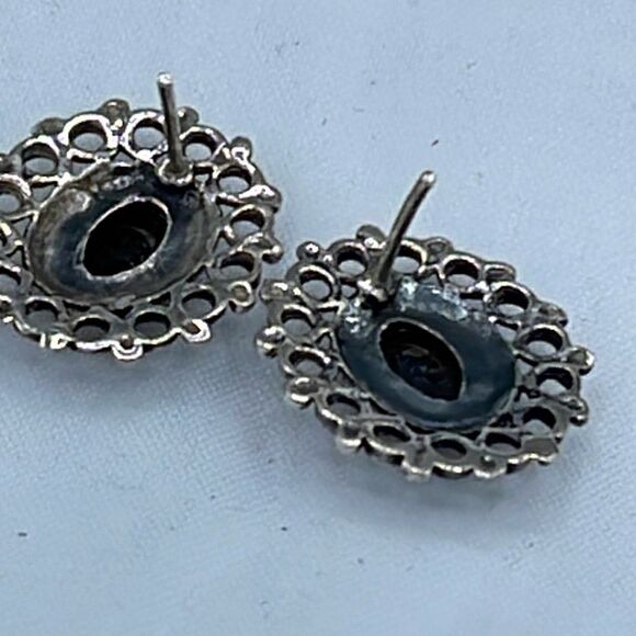 Sterling silver black onyx pierced earrings - Picture 6 of 8